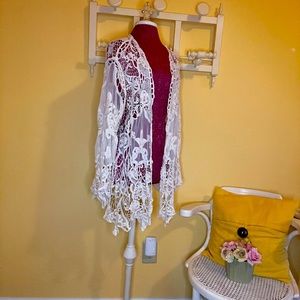 Indigo off white lace cardigan